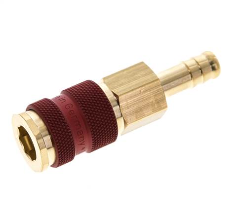 Latón DN 7.2 (Euro) Enchufe de anclaje de aire codificado en rojo Pilar de manguera de 9 mm