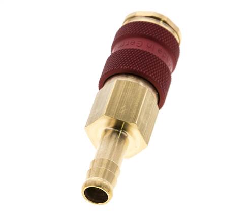 Latón DN 7.2 (Euro) Enchufe de anclaje de aire codificado en rojo Pilar de manguera de 9 mm