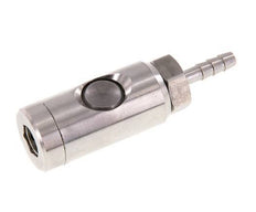 Enchufe de seguridad de acero inoxidable 316L DN 7,4 con botón pulsador Pilar para manguera de 6 mm