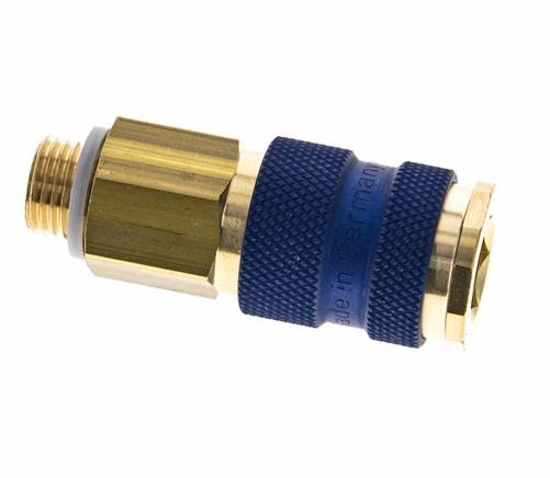 Acoplamiento de aire de latón DN 7.2 (Euro) con codificación azul Toma G 1/4 pulgada Macho