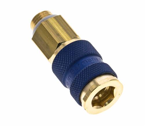 Acoplamiento de aire de latón DN 7.2 (Euro) con codificación azul Toma G 1/4 pulgada Macho