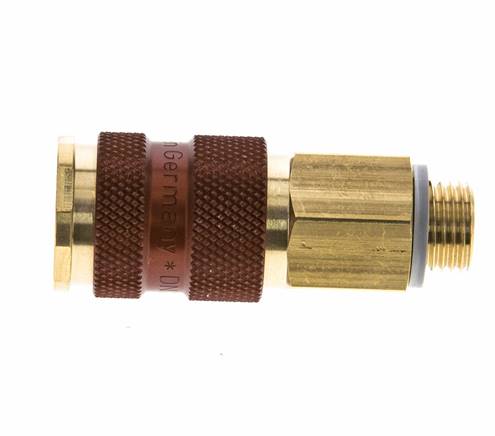 Acoplamiento de aire de latón DN 7.2 (Euro) con codificación marrón Toma G 1/4 pulgada Macho