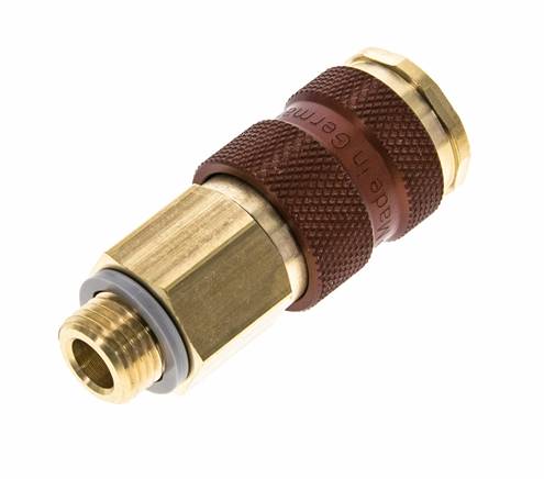 Acoplamiento de aire de latón DN 7.2 (Euro) con codificación marrón Toma G 1/4 pulgada Macho