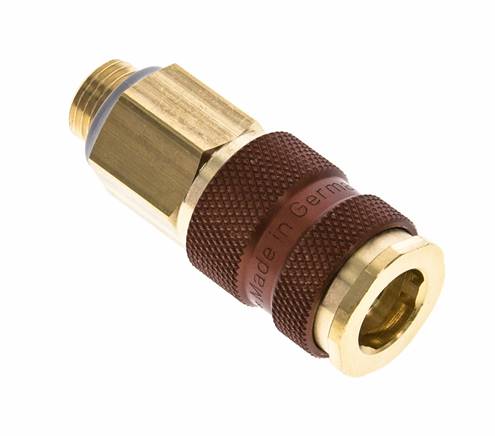 Acoplamiento de aire de latón DN 7.2 (Euro) con codificación marrón Toma G 1/4 pulgada Macho