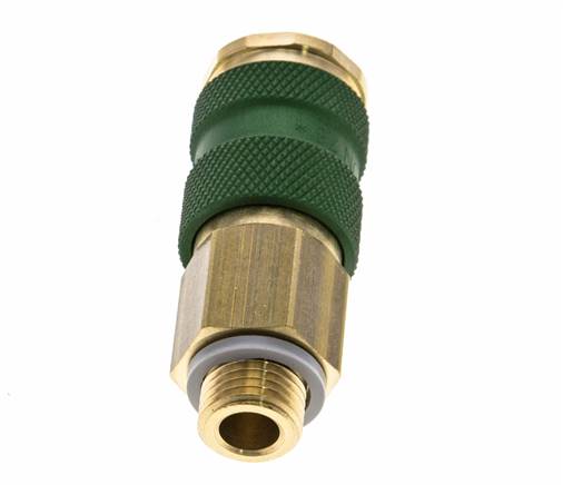 Acoplamiento de aire de latón DN 7.2 (Euro) codificado en verde Enchufe G 1/4 pulgada Macho