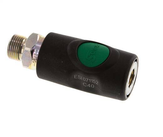 Material compuesto DN 7.4 Enchufe de seguridad para acoplamiento de aire con pulsador G 3/8 pulgadas Macho