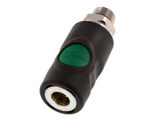 Material compuesto DN 7.4 Enchufe de seguridad para acoplamiento de aire con pulsador G 3/8 pulgadas Macho