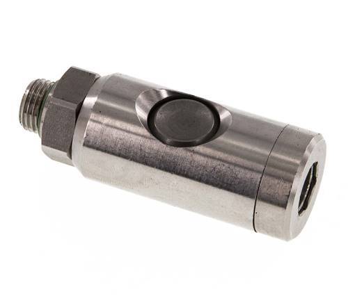 Acero inoxidable 316L DN 7.4 Enchufe de seguridad para acoplamiento de aire con botón pulsador G 1/4 pulg Macho