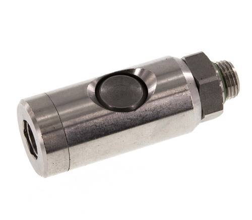 Acero inoxidable 316L DN 7.4 Enchufe de seguridad para acoplamiento de aire con botón pulsador G 1/4 pulg Macho