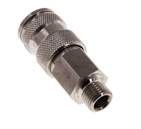 Acero inoxidable 316L DN 7,8 Acoplamiento de aire Enchufe G 1/4 pulgada Macho Doble cierre