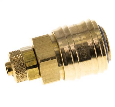 Latón DN 7,2 (Euro) Acoplamiento de aire Toma 6x8 mm Tuerca de unión Doble cierre