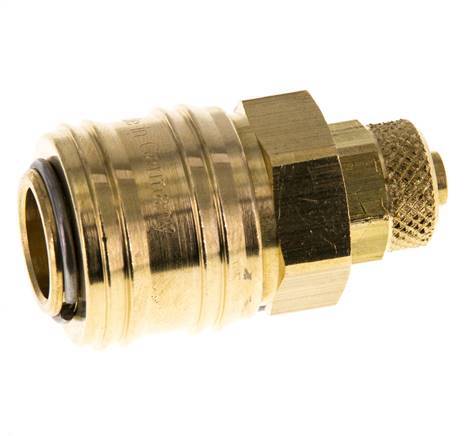 Latón DN 7,2 (Euro) Acoplamiento de aire Toma 6x8 mm Tuerca de unión Doble cierre