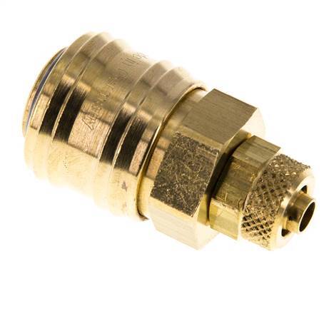 Latón DN 7,2 (Euro) Acoplamiento de aire Toma 6x8 mm Tuerca de unión Doble cierre