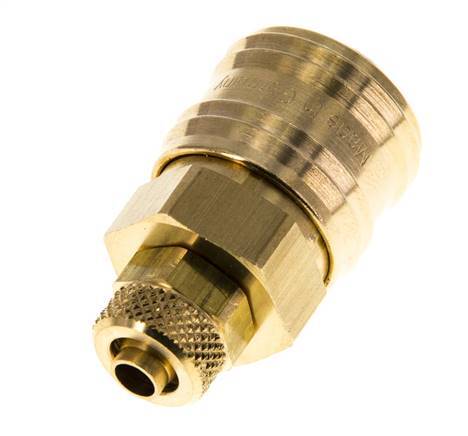 Latón DN 7,2 (Euro) Acoplamiento de aire Toma 6x8 mm Tuerca de unión Doble cierre