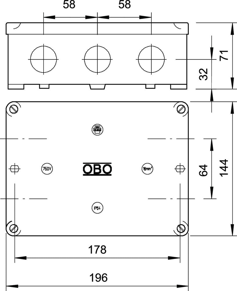 OBO B Caja de pared/techo para montaje en superficie - 2002523