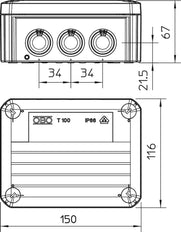 OBO T-Box Caja De Montaje En Superficie Pared/Techo - 2007533