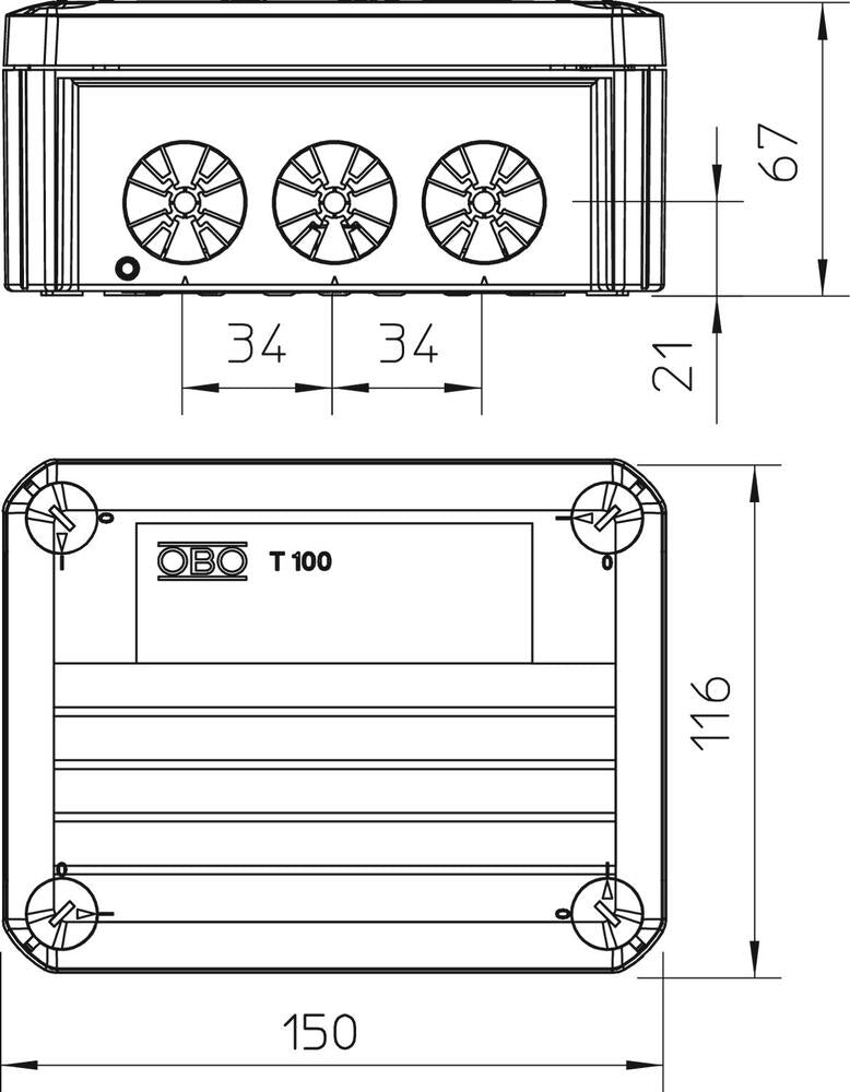 OBO T-Box Caja De Montaje En Superficie Pared/Techo - 2007805