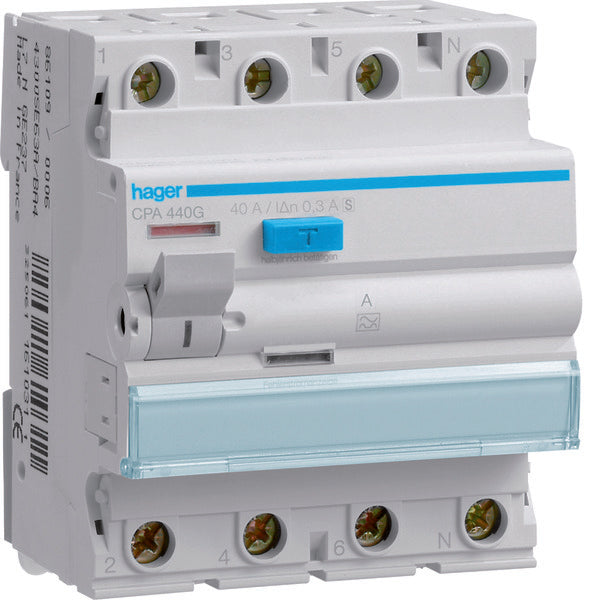 Interruptor De Circuito De Fallo A Tierra Clase A Hager - CPA440G