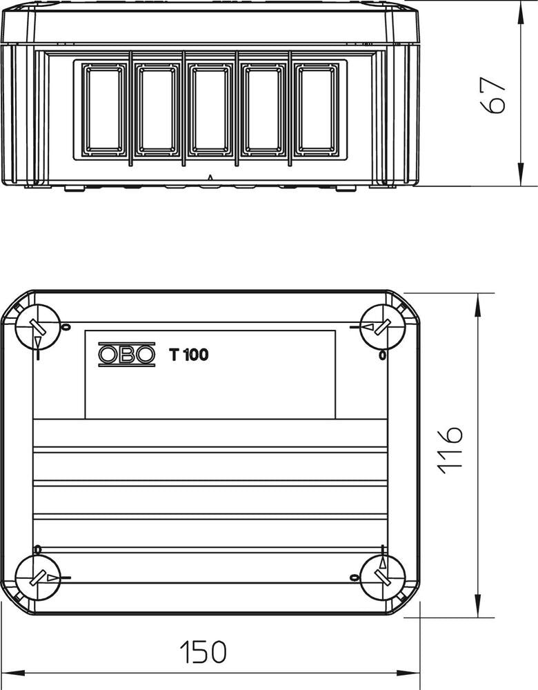 OBO T-Box Caja de Montaje en Superficie Pared/Techo - 2007808