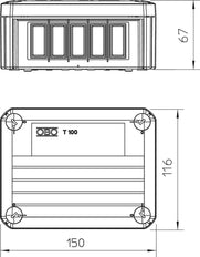 OBO T-Box Caja de Montaje en Superficie Pared/Techo - 2007808