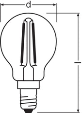 Led Clásico P14 Filamento Claro Globo 2.5W 827 - 4099854069215 [2 Piezas]