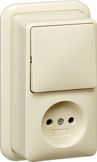 Gira Interruptor Combinado y Toma de Corriente Crema Blanco - 047610