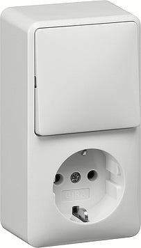 Gira Interruptor Combinado y Enchufe Toma de Corriente Blanco Puro - 017614