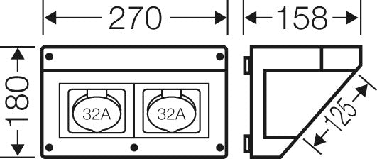 Hensel CEE Distribuidor de Corriente Caja de Conexión 400V 2x32A 5P WM2 - FP CB 213