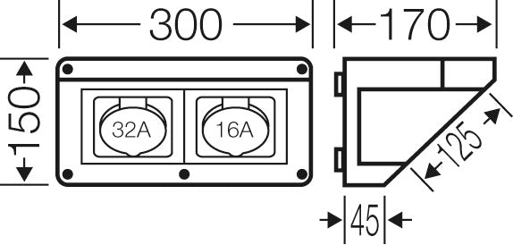 Hensel MI Caja de Conexión 1x16A 1x32A 5P 400V IP44 - Mi CB 12