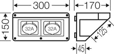 Hensel MI CB 13 Caja de conexiones IP44 2x32A 5P 400V 300mm - Mi CB 13