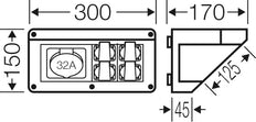 Hensel MI CB 17 Caja de Conexión 1x32A 5P 400V 4x16A 2P IP44 - Mi CB 17