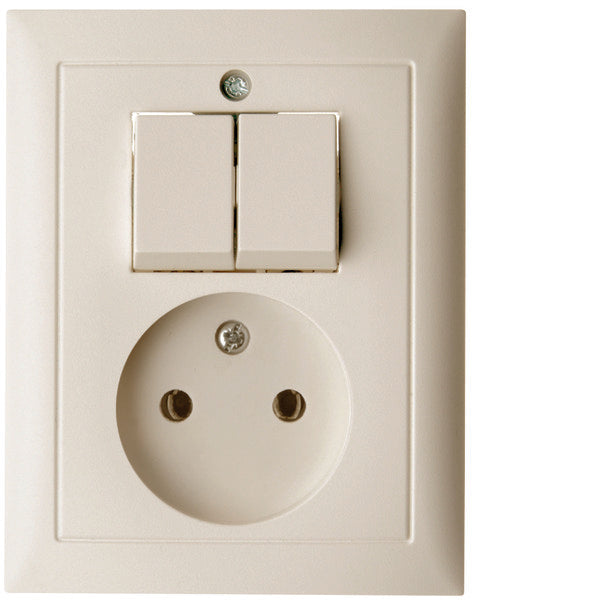 Interruptor Hager Berker Serie S.1 con toma de corriente 2P - Blanco - 6143658982