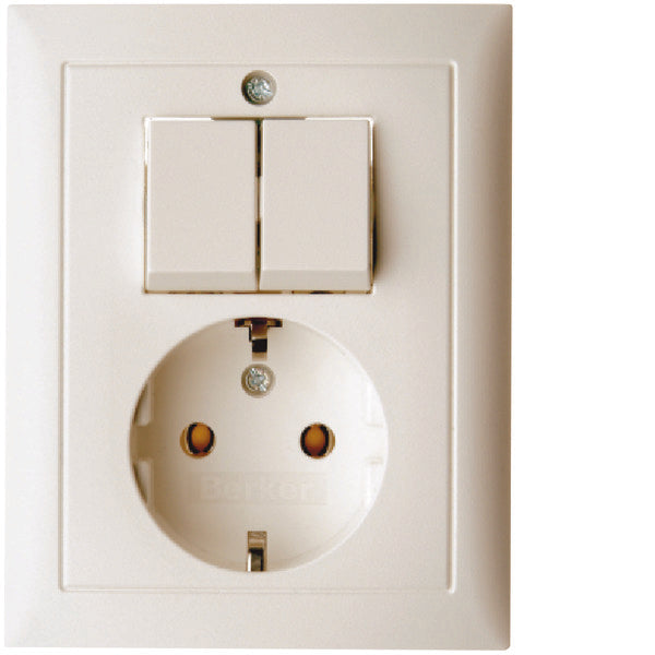 Hager Berker S1 SCHUKO Toma de corriente con placa de cubierta Blanco brillante - 6143558942