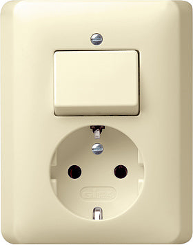 Gira Standard 55 Interruptor Combo Enchufe Incorporado Crema Blanco - 017601
