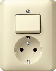 Gira Standard 55 Interruptor Combo Enchufe Incorporado Crema Blanco - 017601