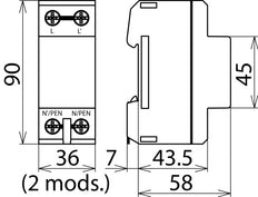 DEHNbloc 1 H 1-Pole 255V AC Pararrayos - 900222