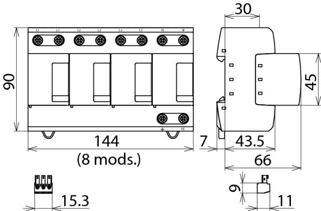 DEHN DV M TNS 255 FM Protección modular multipolar contra sobretensiones - 951405