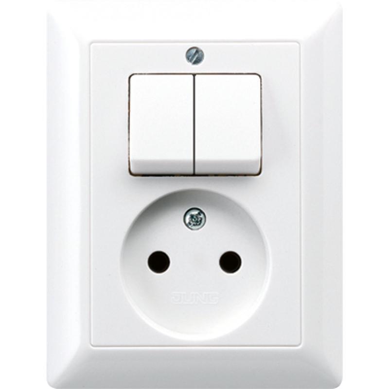 Interruptor y toma de corriente combinados Jung AS500 Alpin blanco - AS5545EUWW