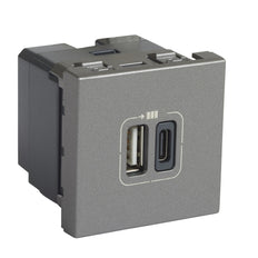 Legrand Mosaic Cargador USB Tipo A+C 2 Módulos Aluminio - 079392