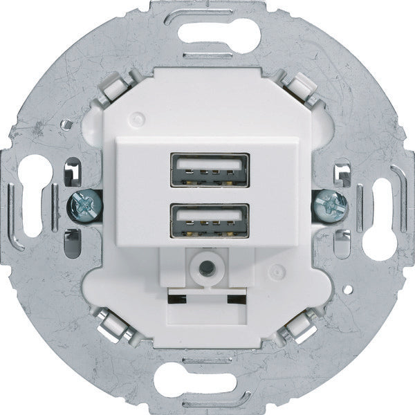 Hager Berker 230V Toma de carga USB 2 Gang 3A Classic Blanco Mate - 260219