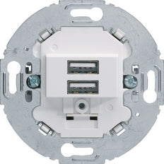 Hager Berker 230V Toma de carga USB 2 Gang 3A Classic Blanco Mate - 260219