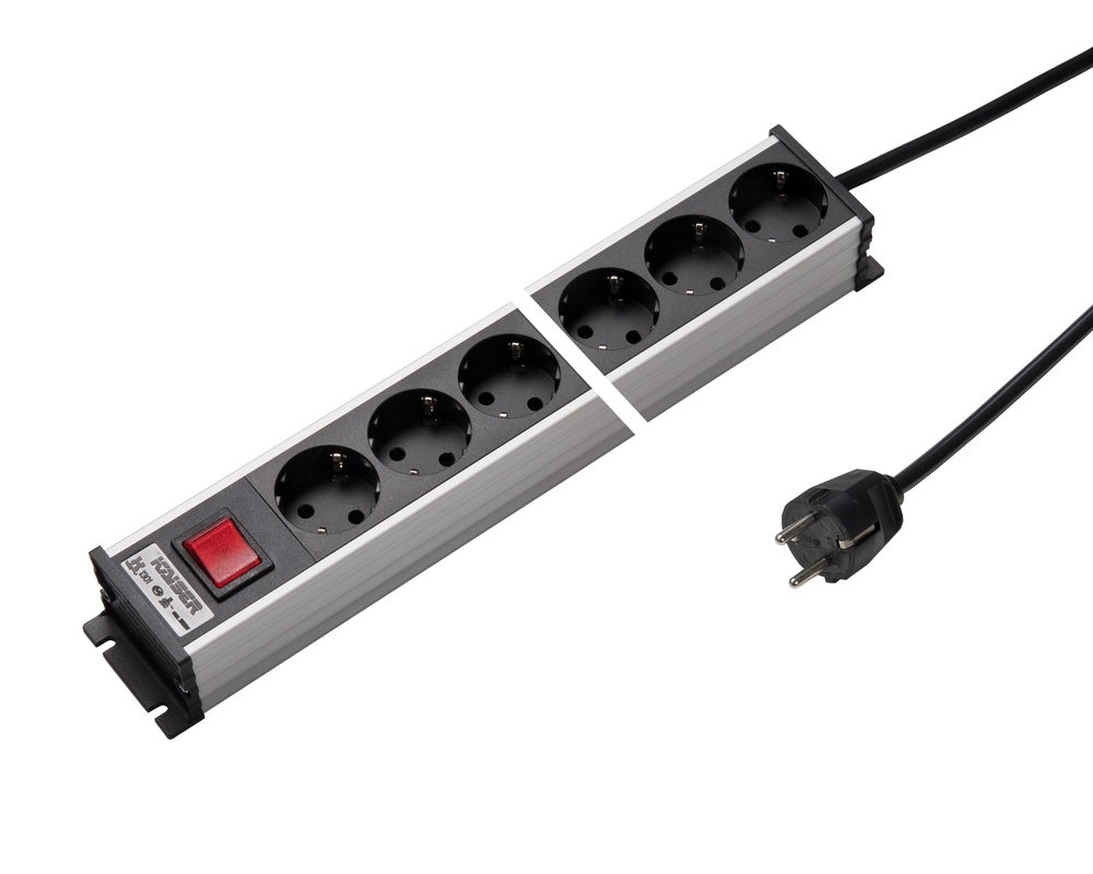 Regleta de enchufes de aluminio de 8 vías y 45 grados con cable interruptor Martin Kaiser - 1301ZL8SW15 [10 Piezas]
