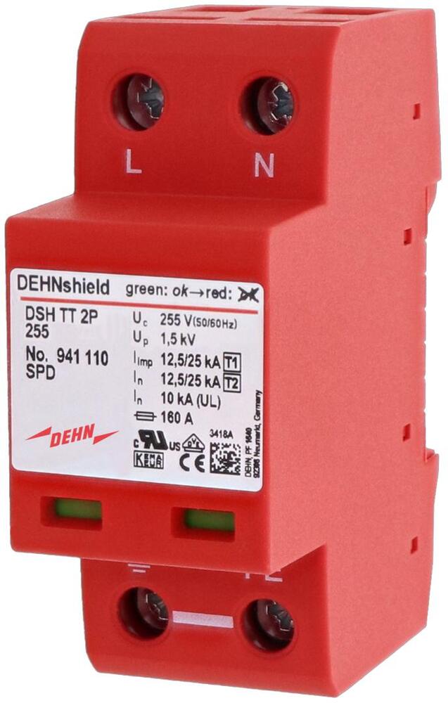Descargador monofásico Dehnshield TT 2P 255 Tipo 1+2 - 941110