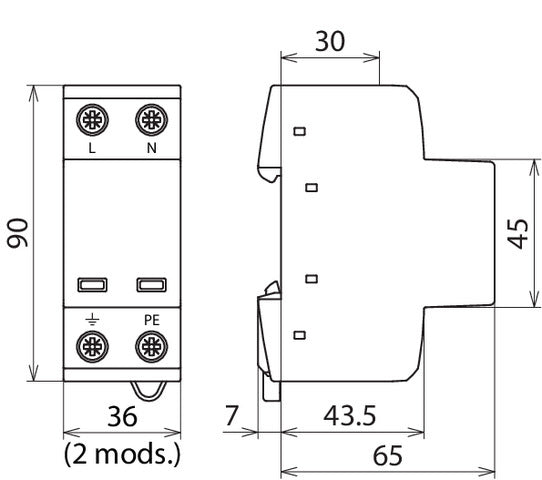 Descargador monofásico Dehnshield TT 2P 255 Tipo 1+2 - 941110