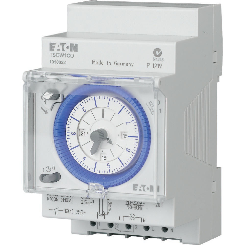 Eaton Reloj Interruptor Analógico 1 Interruptor Semanal Cuarzo Carril DIN - 167392
