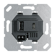 Jung Toma de carga USB tipo A y C Negra - USB15CASW