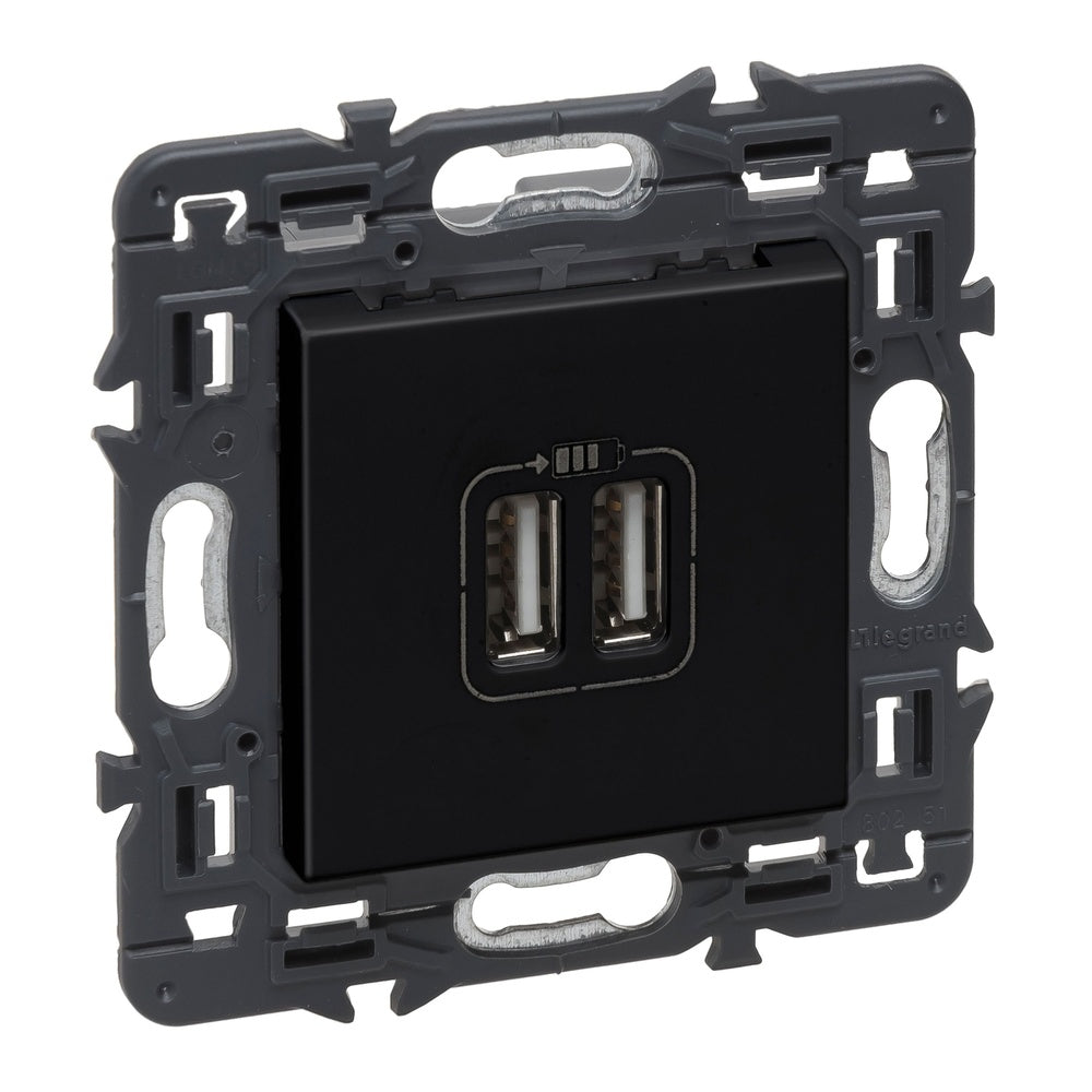 Legrand Enchufe Con 2 Puertos USB Tipo A Dispositivo Completo Negro - 741431