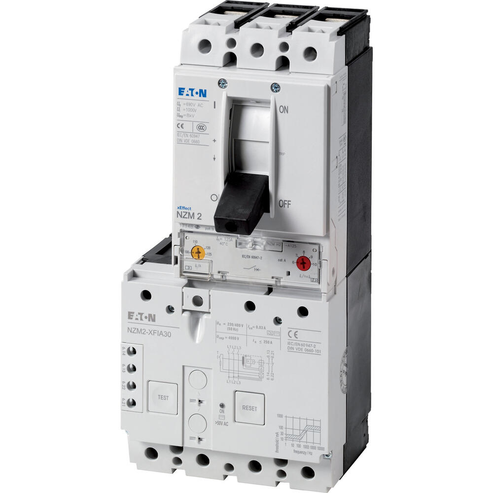 Eaton NZM2 Interruptor automático 3P 200A Con RCD 30mA Tipo B AC DC Sensible - 184962