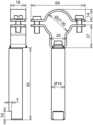 Soporte de conductores Dehn para HVI Power D27-30mm D16 L85 V2A - 253331