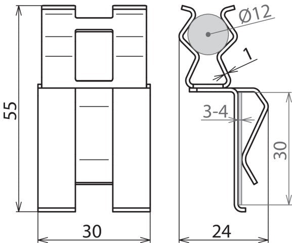 Dehn DC BK 12 FL30 STBLANK Abrazadera de refuerzo RD 12MM 10MM - 308143 [2 piezas]